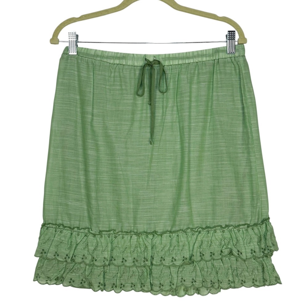 Sophie Max Max Studio Green‎ Eyelet Ruffle Mini Skirt NWT Verde Cotton Sz M - Picture 2 of 8